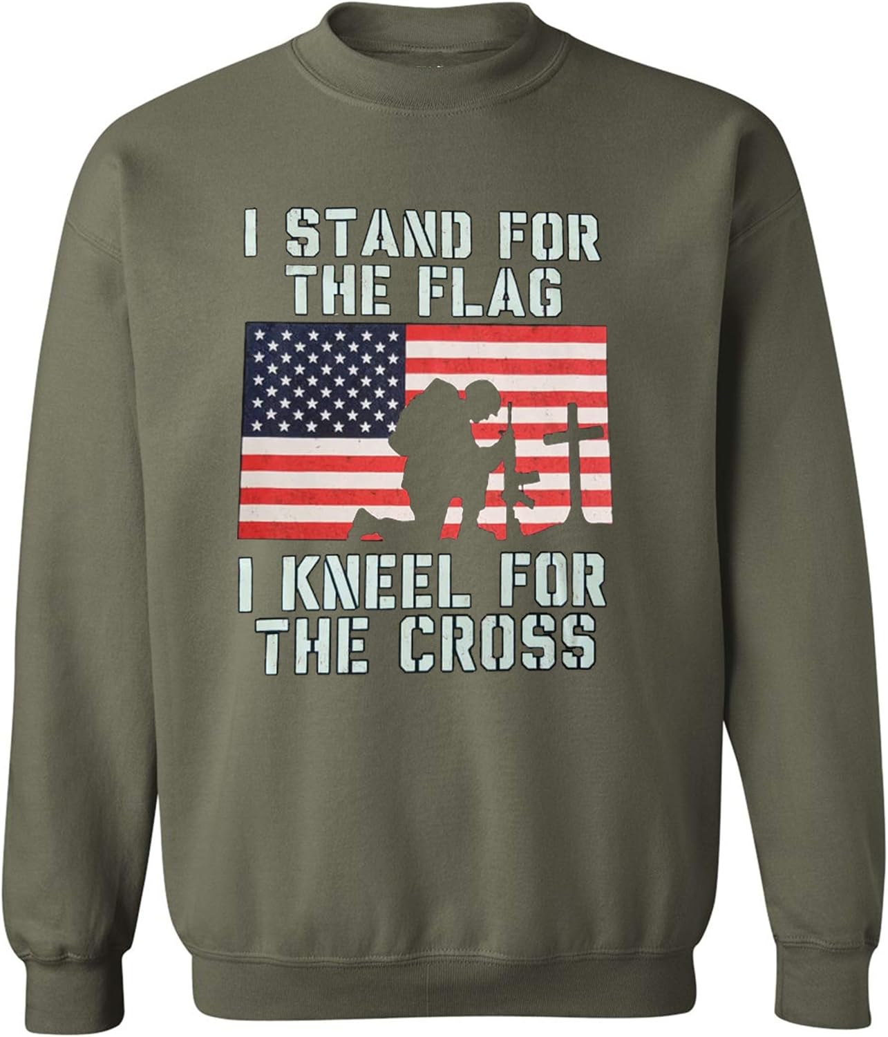 I Stand for The Flag I Kneel for The Cross Patriotic Military Sweatshirt Crewneck Sweater