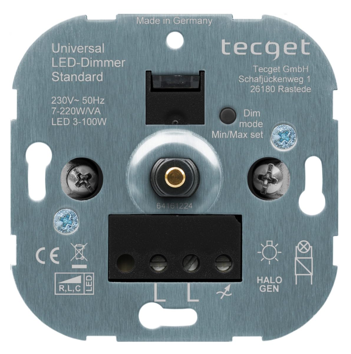 Universal LED Drehdimmer 3-100W mit Drehregler und Druckknopf anthrazit System Gira (E2 anthrazit)