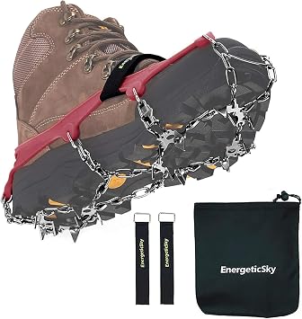 Upgraded Version of Walk Traction Ice Cleat Spikes Crampons,True Stainless Steel Spikes and Durable Silicone,Boots for Hiking On Ice & Snow Ground,Mountian.