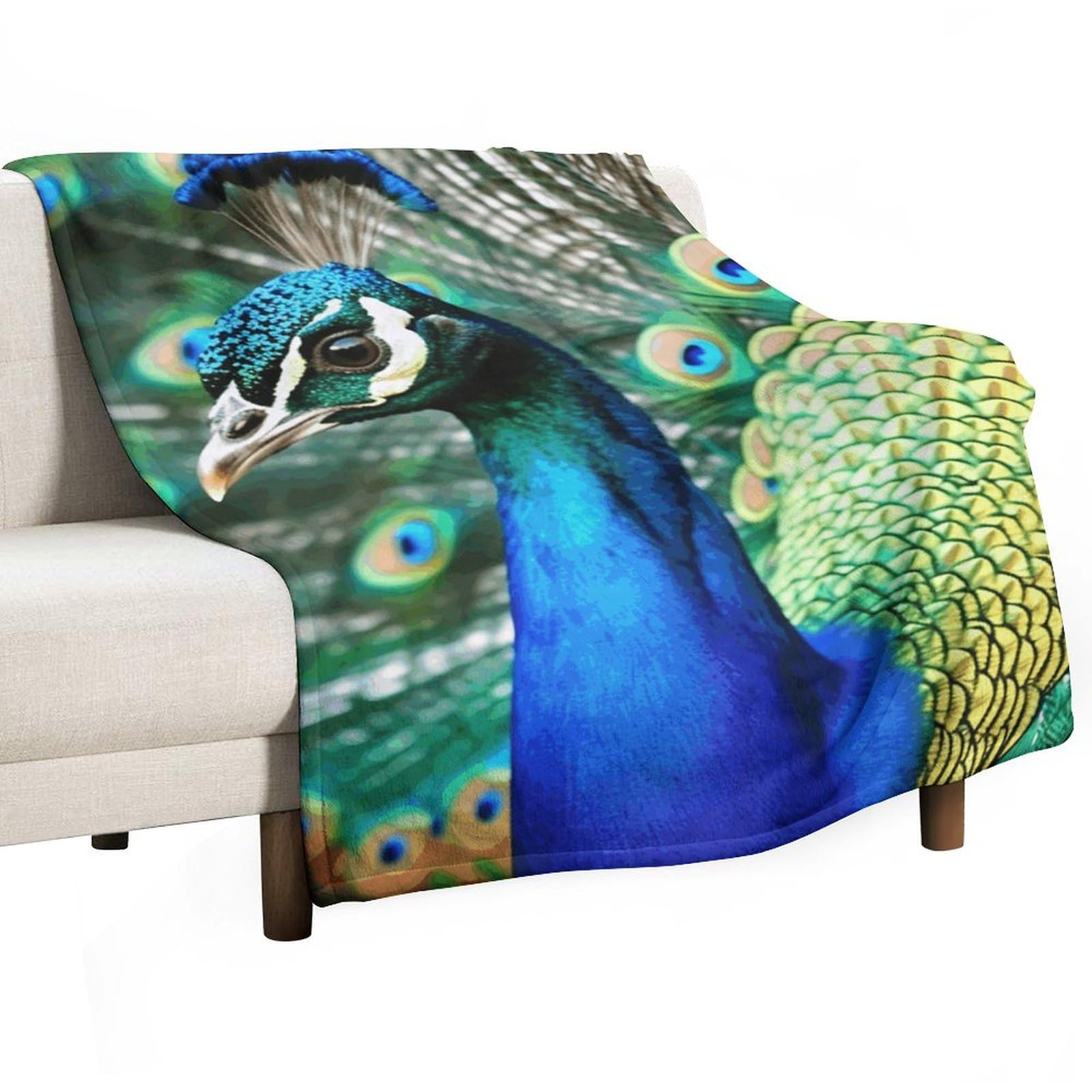 Couverture en flanelle paon 167x228 cm douce et légère pour le lit