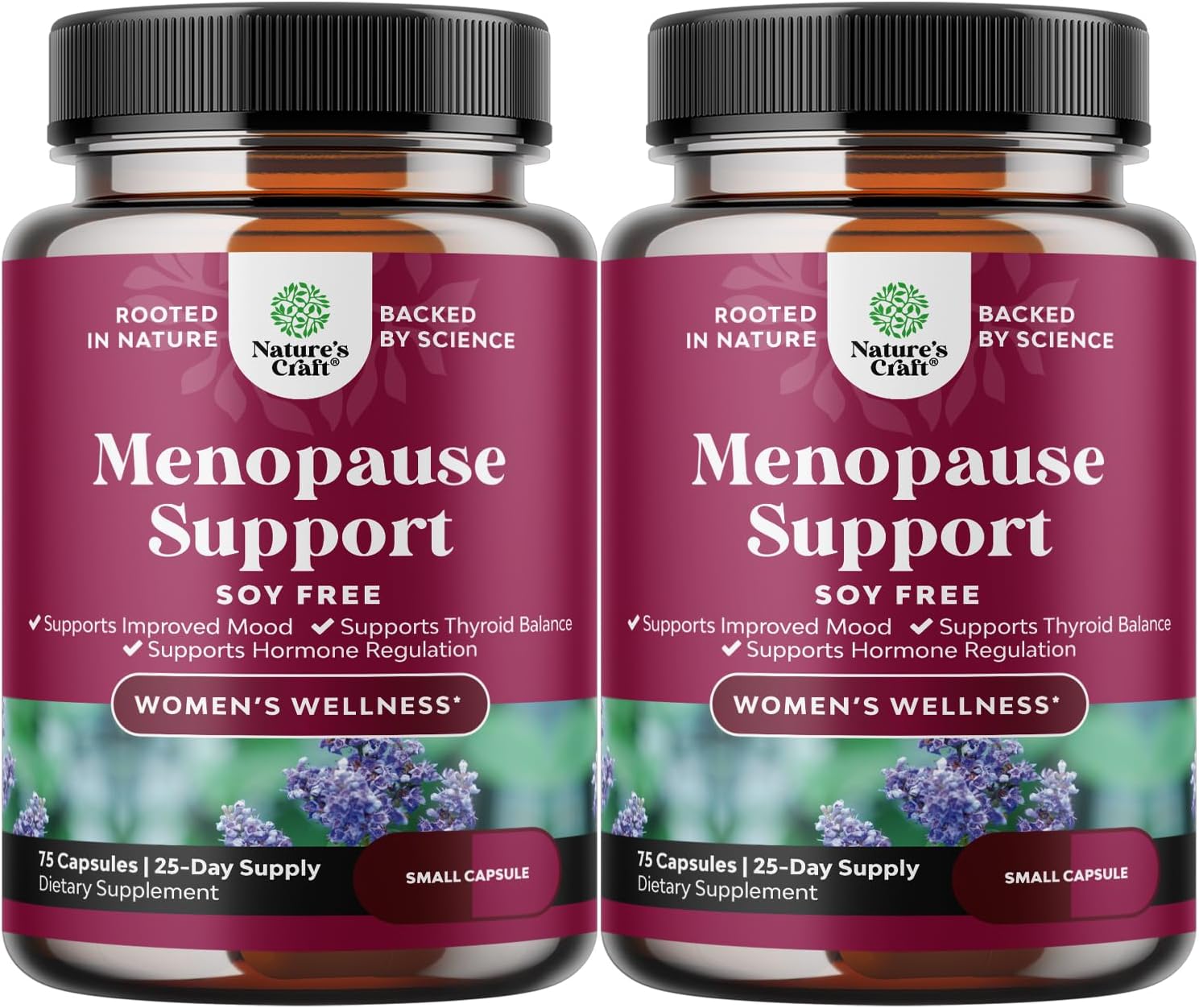 Soy Free Menopause Supplement for Women - Herbal Menopause Support for Night Sweats Hot Flashes Mood Support and Hormone Balance for Women with Black Cohosh & Vitex Chaste Berry - 75 Count - 2 Pack