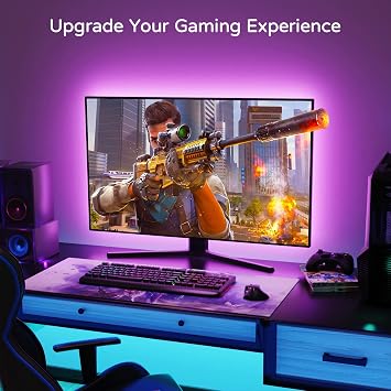 HAMLITE TV Backlight 55 inch, 11.5Ft Led Strip Lights USB Powered with Remote -Curve Design Sync on/Off with TV, Changing LED Background Bias Lighting for Living Room Decor, Gaming Decor