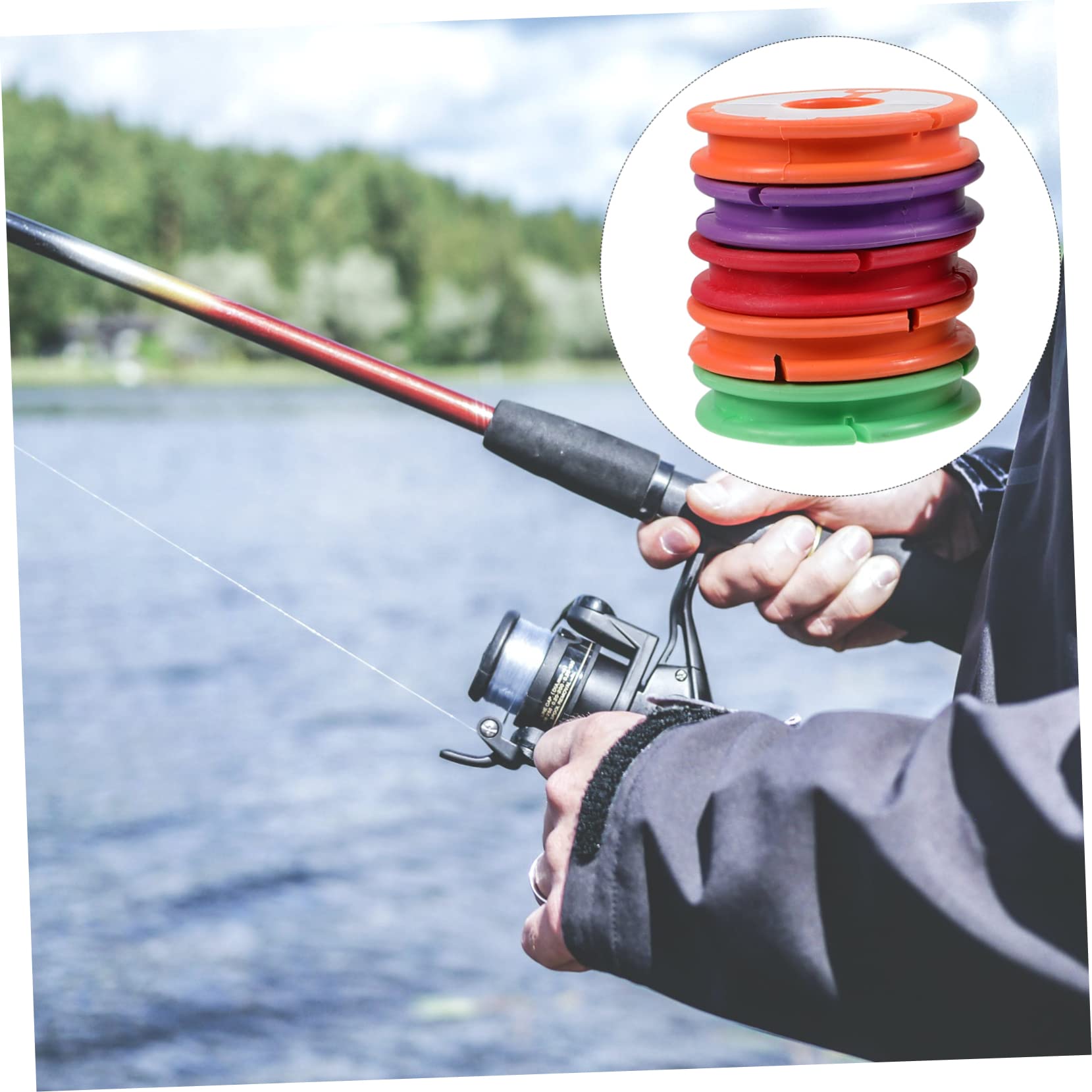 Abaodam 10Pcs Fishing Line Bobbin Spool Durable Silicone Winding Wheel for Management Lightweight Fishing Tool for Organized Tackle Selection
