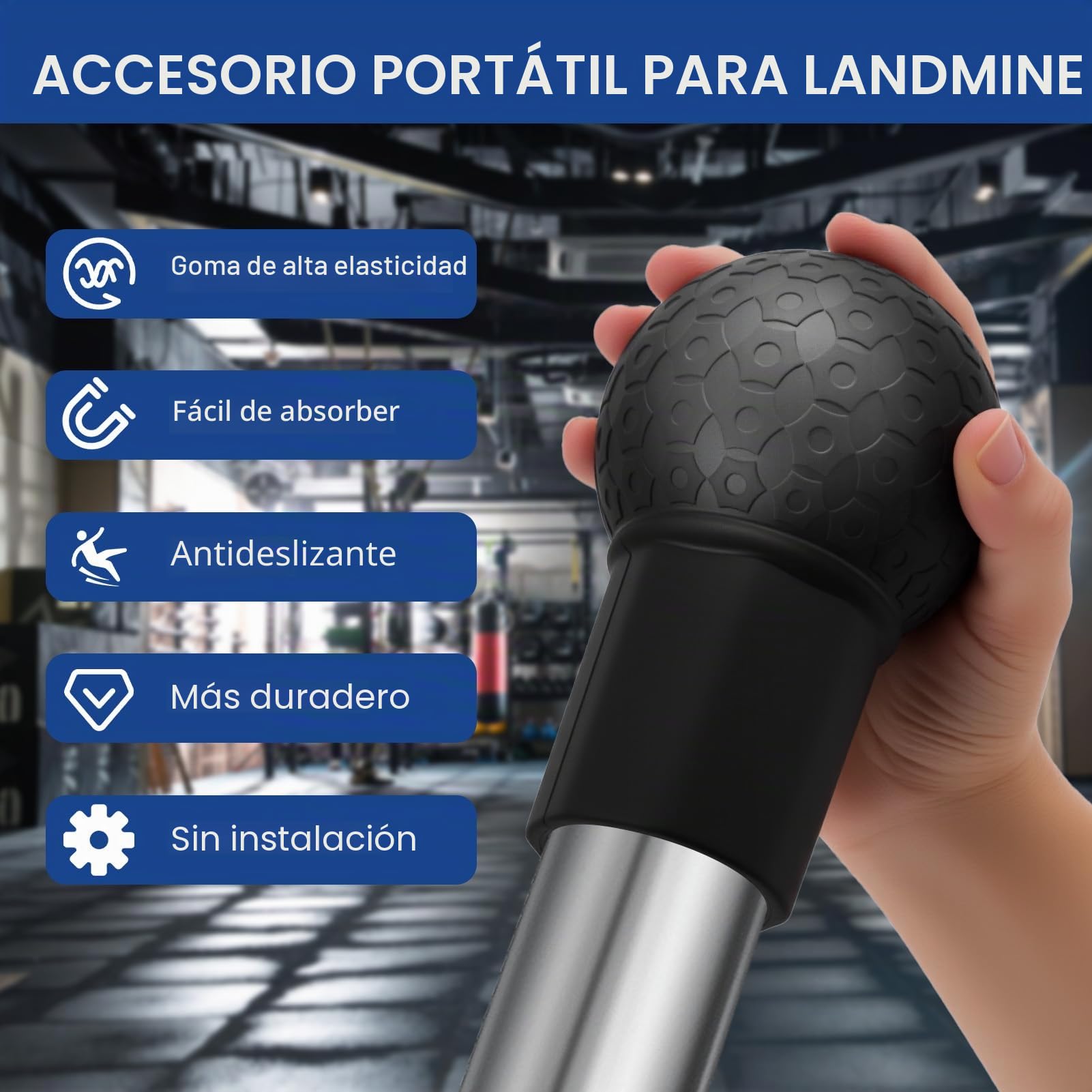 Accesorio de Minas terrestres para Barra de Goma portátil, Base de Ejercicio de Minas terrestres para prensas de Empuje, rotaciones, Sentadillas divididas para Barras de 2 Pulgadas