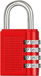 ZHEGE Locker Lock with Code 4 Number Combination Lock for Gym, School, Room, Storage and Toolbox (Red)