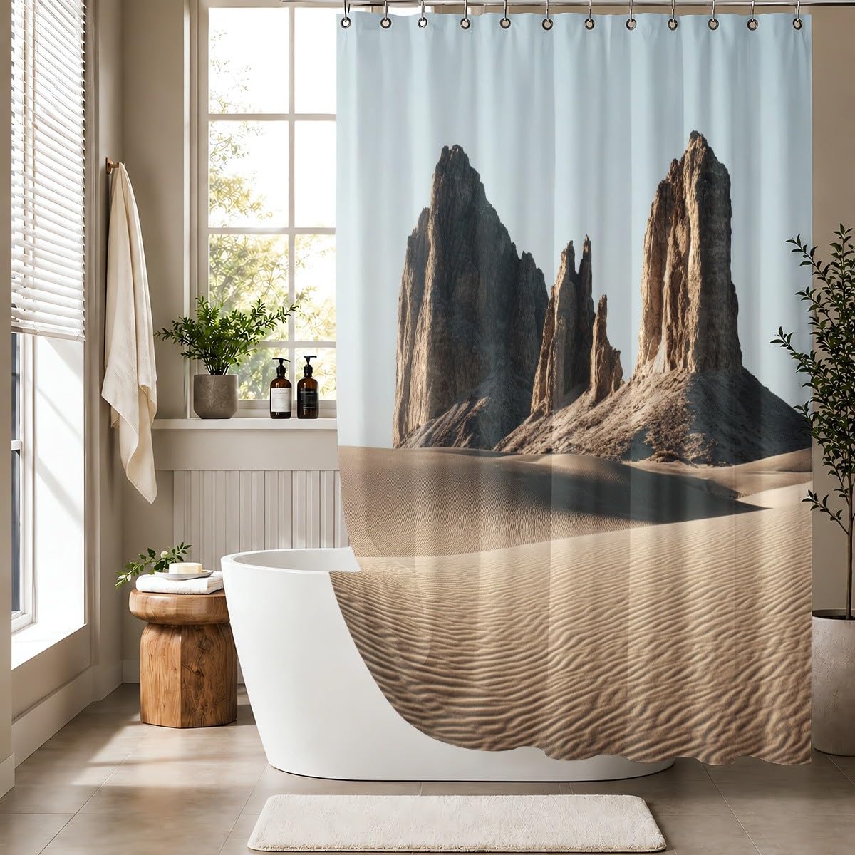Generico Tenda Doccia 240x200 cm Beige Antimuffa e Impermeabile Poliestere