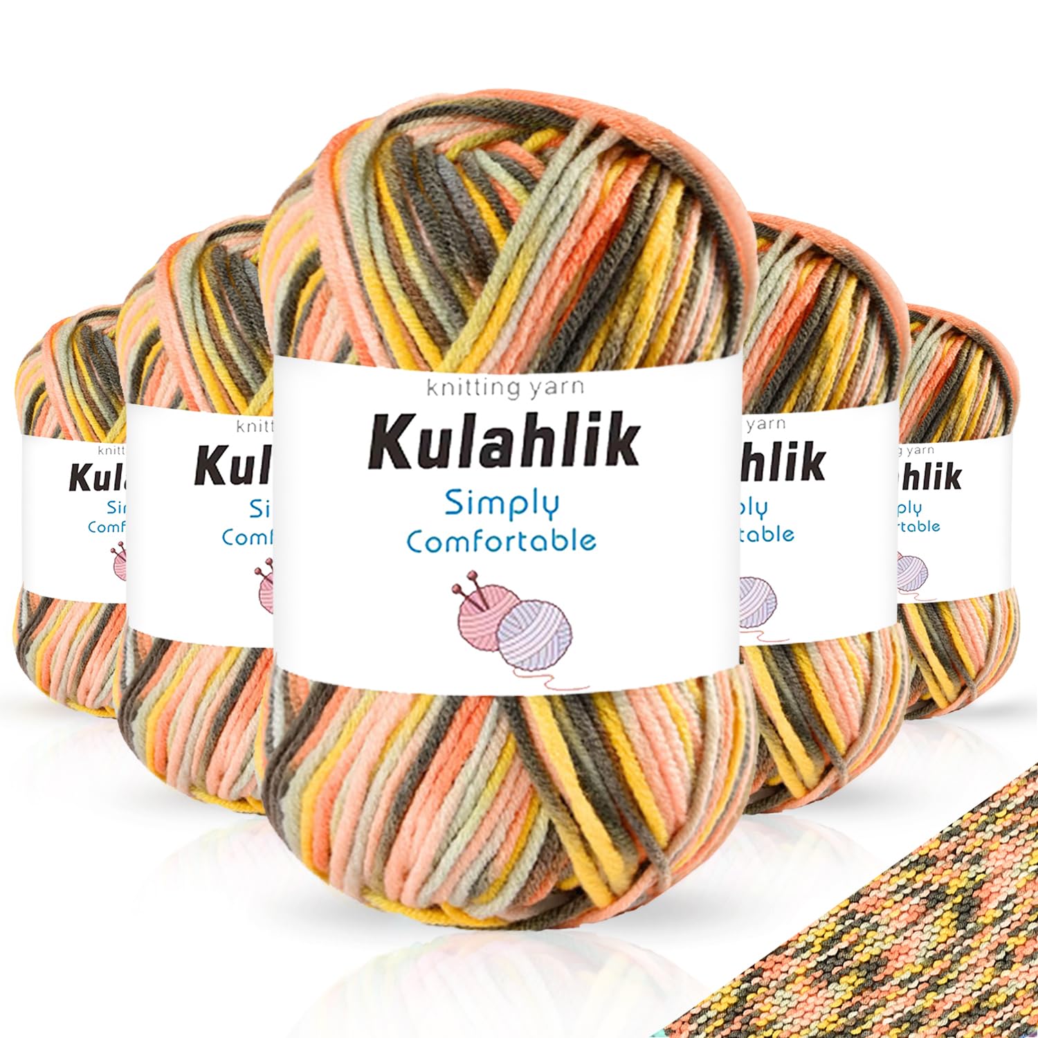 250g(5x50g) Acrylic Yarn for Crochet/Knitting, Colorful Gradient Yarn Thread, 5 Rolls Skeins, Perfect for Any Knitting Crochet and Crafts Mini Project — view 32