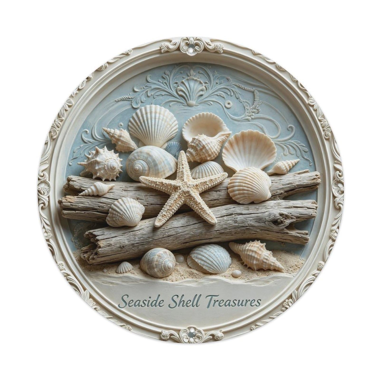 Seaside Shell Treasures Metal Tin Sign Plaque