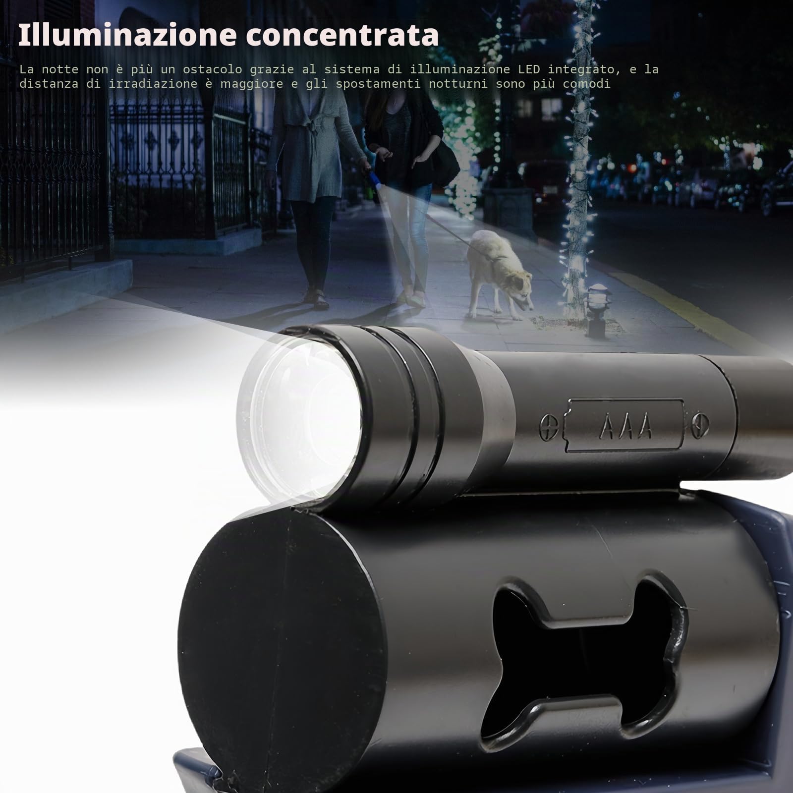 Guinzaglio doppio per 2 cani, flessibile retrattile, doppio guinzaglio con luce LED, guinzaglio per cani da 3 m, guinzaglio per cani allungabile con comoda impugnatura ergonomica, rullo, guinzaglio