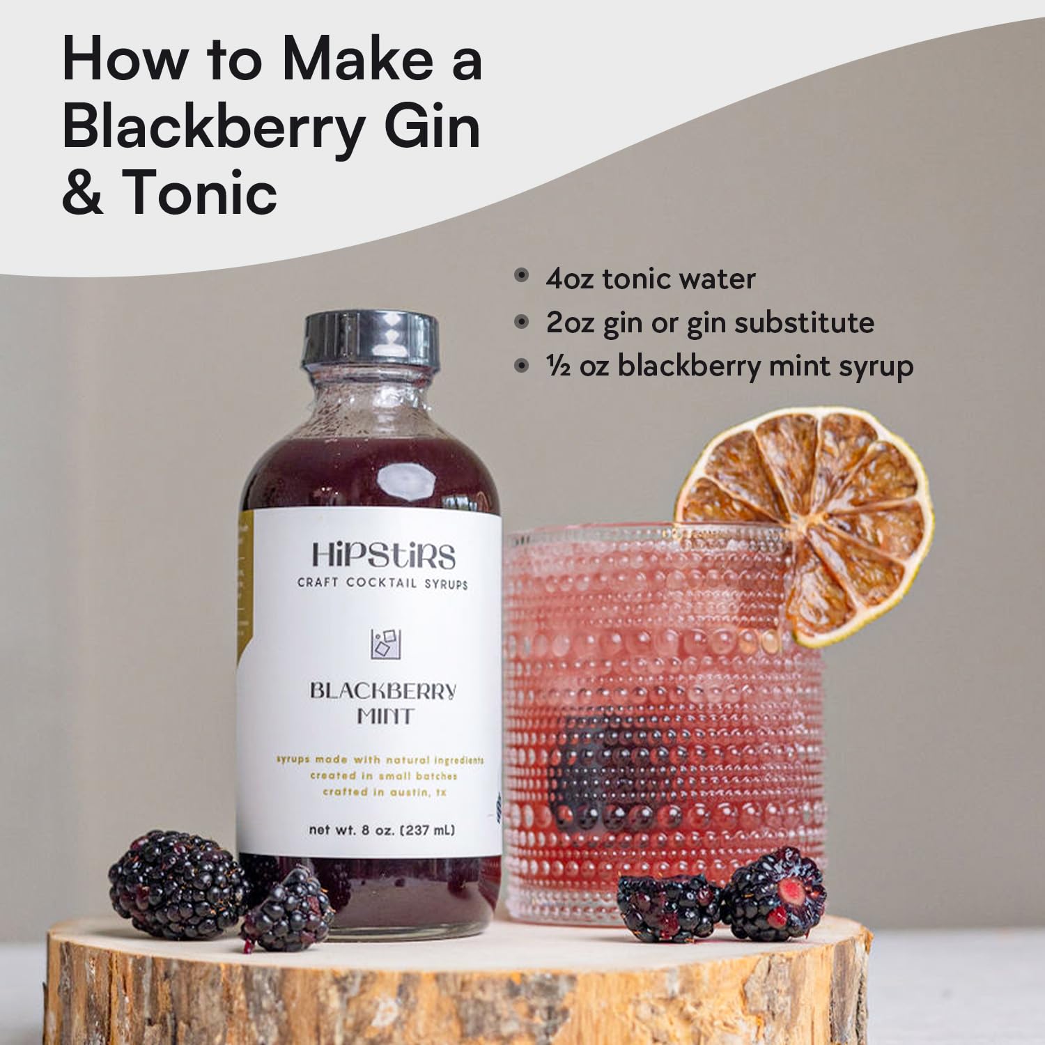 HipStirs Spring Cocktail Syrup Trio – Lavender Haze, Blackberry Mint & Old Fashioned (3 Pack, 8oz Bottles) | Craft Drink Mixers for Cocktails & Mocktails | Small Batch, Natural Ingredients