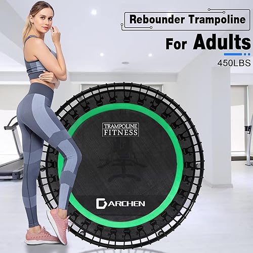 Miniatura 8 de DARCHEN Mini trampolín de 450 libras para adultos, trampolín pequeño para ejercicio de rebote en interiores para entrenamiento, fitness para rebote