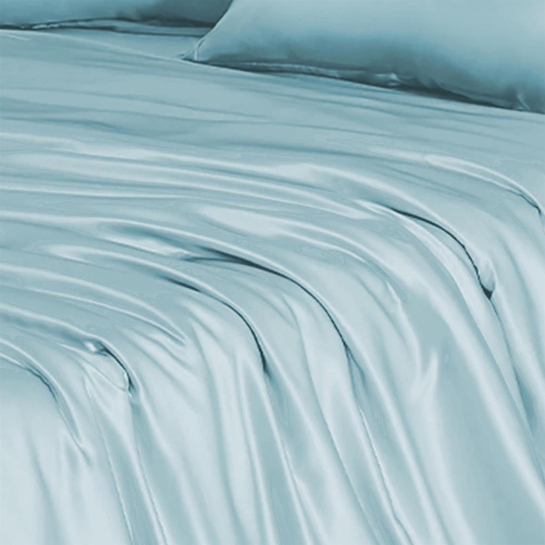 100% Bamboo Flat Bed Sheet Ultra Soft Eco-Friendly Breathable Moisture-Wicking Hypoallergenic Sustainable Bedding Bamboo Pillowcases Sold Separately [Duck Egg, Single]