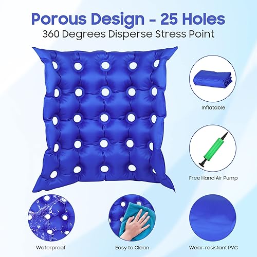 Miniatura 3 de SEABIRD Dispositivo de giro para pacientes, cojín inflable de gofres para úlceras por presión, almohada giratoria multifuncional con correa,