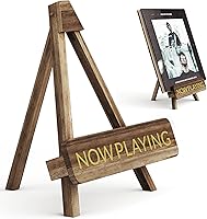 Vista 8 de NiHome Now Playing - Soporte para discos de vinilo de madera retro, elegante soporte de exhibición de vinilo para decoración del hogar, organizador