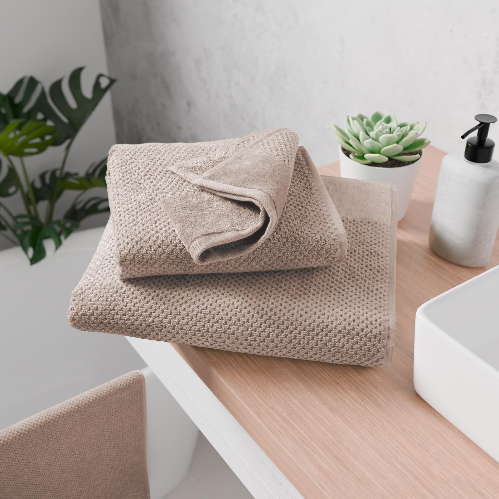 Homewear High Rise Stripe Waschhandschuh-Set – 6 Stück, Saugfähig & Mit Schlaufe, Grau
