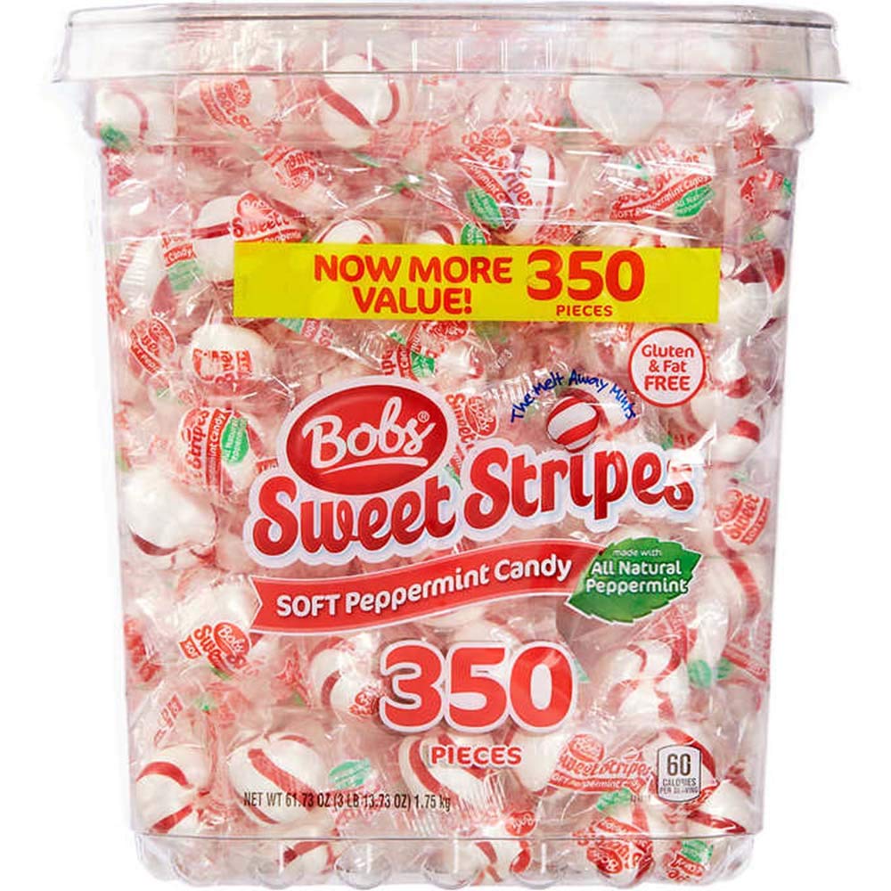 Sweet Stripes Soft Peppermint Candy, 350 Count, 61.73 Ounces (New Version)