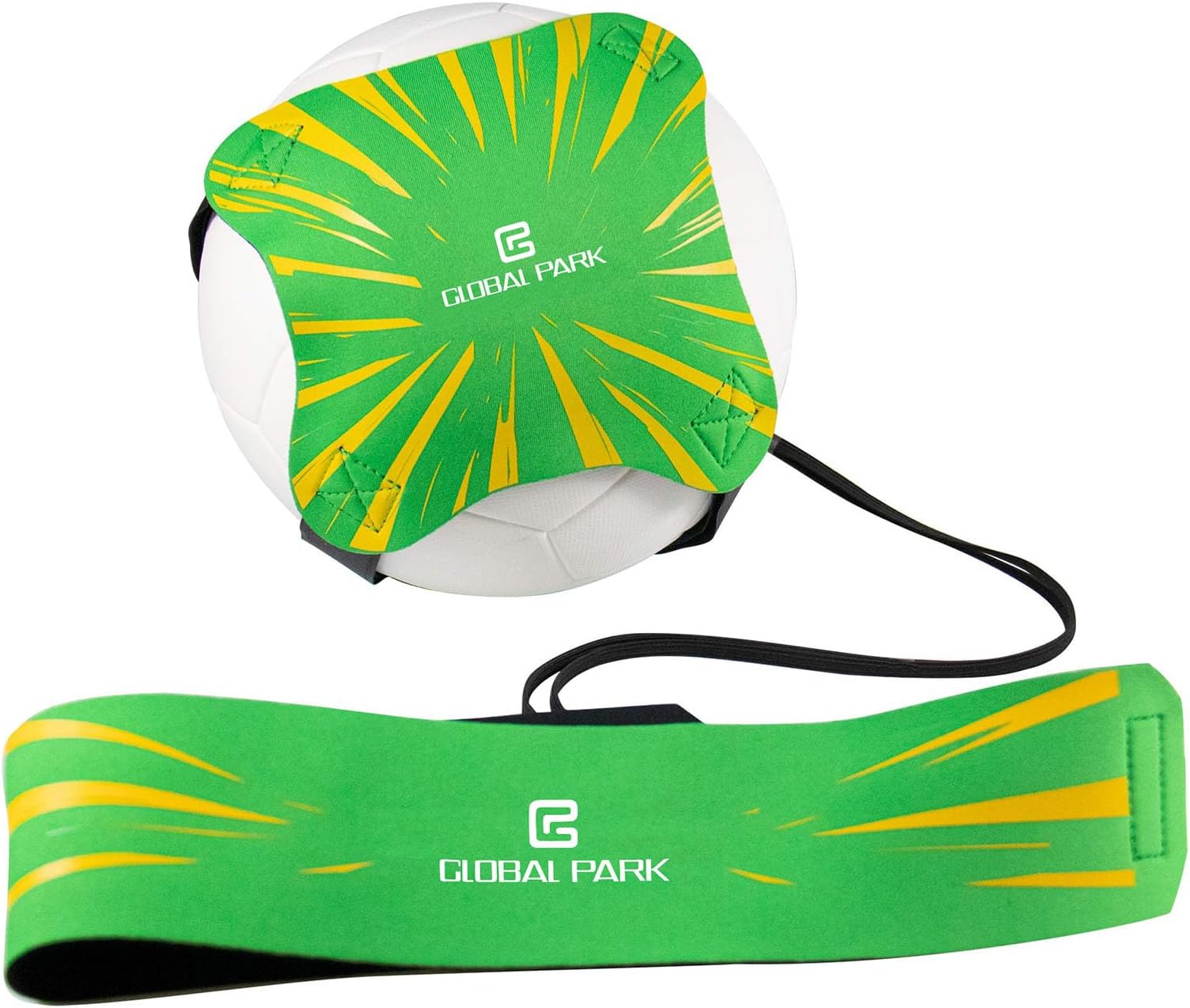Global Park Football/Volleyball/Rugby Kick Throw Trainer Solo Practice Training Aid Control Skills Adjustable (Green)