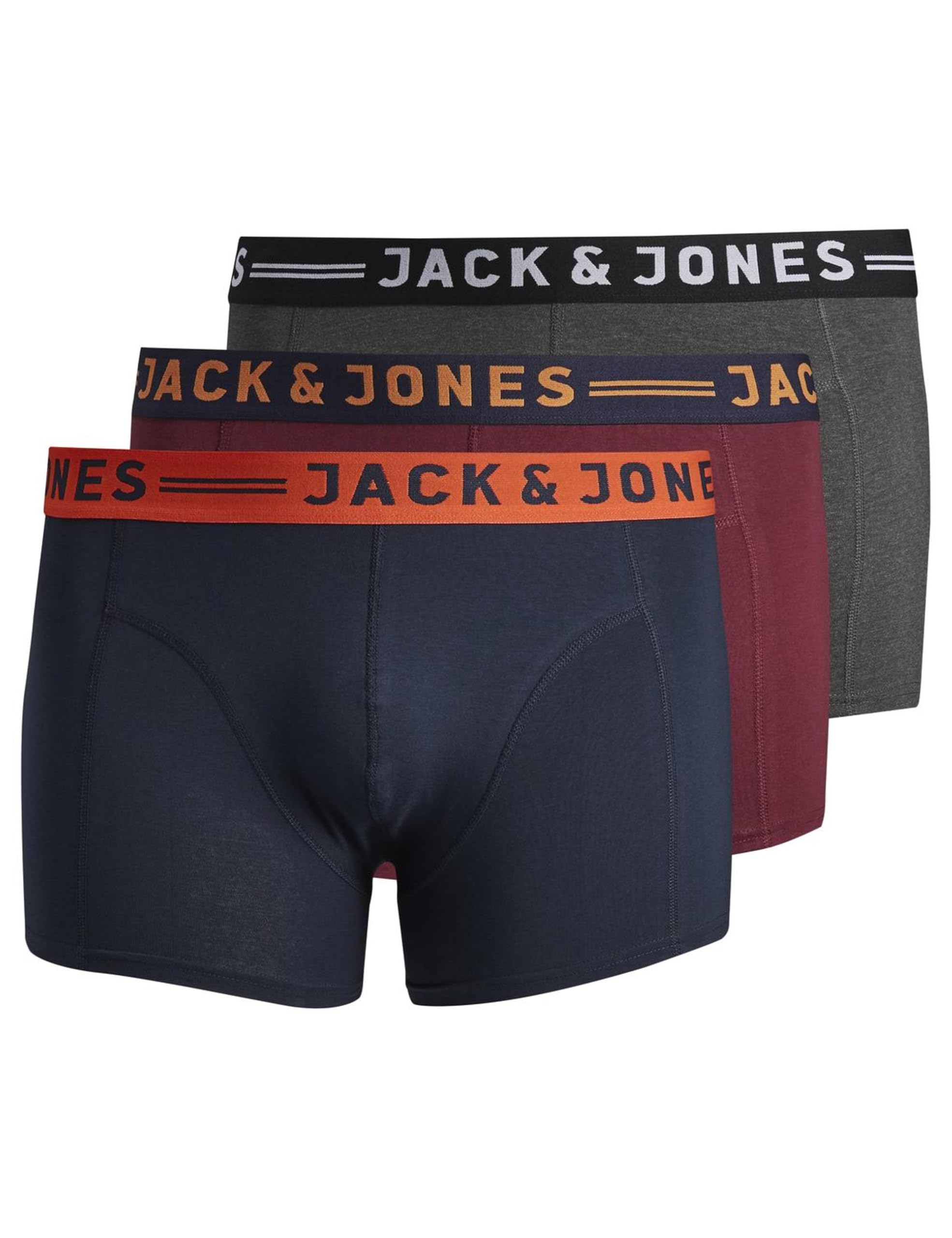 JACK & JONES Men's Jacsolid Trunks 3 Pack OP (Pack of 3)