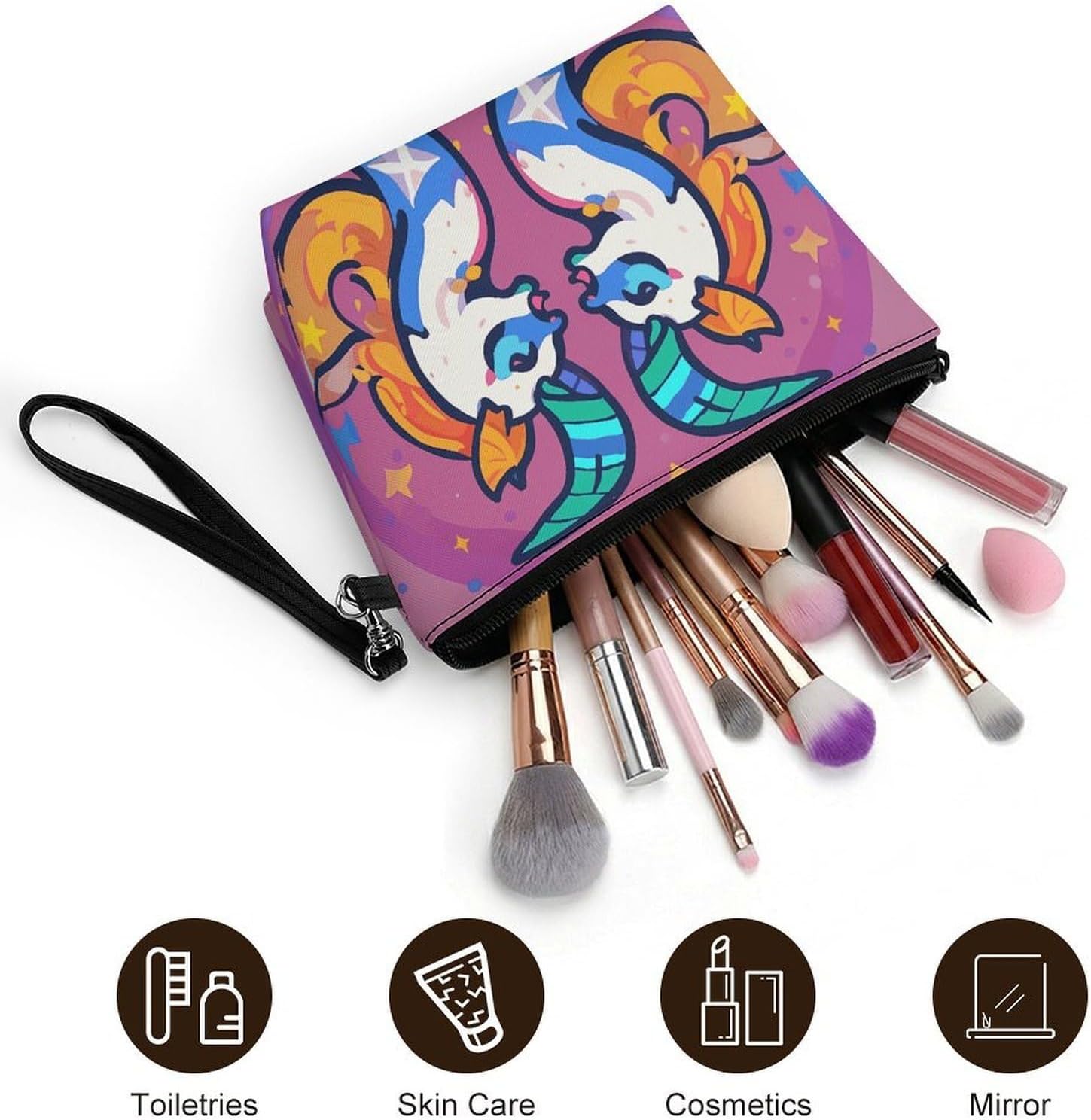 Handheld Makeup Bag, Multifunctional Storage Travel Toiletry Bag image 5