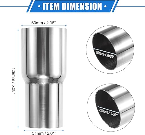 Miniatura 6 de Adaptador de tubo de escape, reductor de conector de 2.25 pulgadas de diámetro interior  Adaptador de escape OD de 2 pulgadas universal para