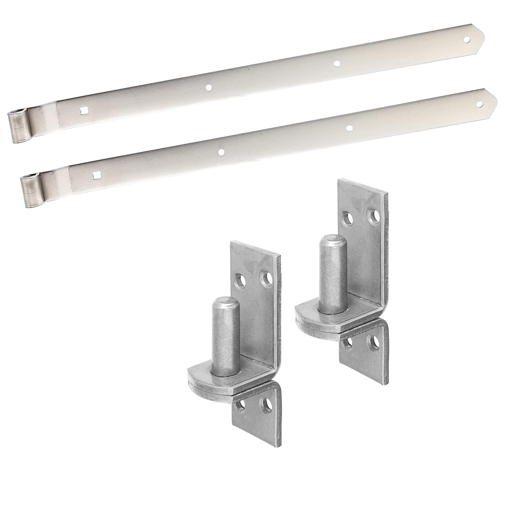 siwitec Ladenband 704 mm gekröpft/abger, 2er Set mit engen Kloben, Edelstahl, Ø16 mm, witterungsbeständig, Torband, Türband Gartentor, Torscharnier