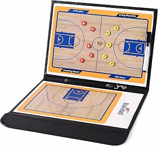 Basketball Coaching Board Premium Tactical Clipboard Two Sides with Full & Half Court Marker Board Portable Strategy Board with Dry Erase, Marker Pen and Foldable and Portable Basketball Tactics Board