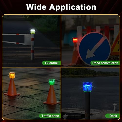 Miniatura 6 de Aolyty Luz solar estroboscópica de advertencia de 360 grados de una sola columna súper brillante impermeable IP48 para construcción, muelle de