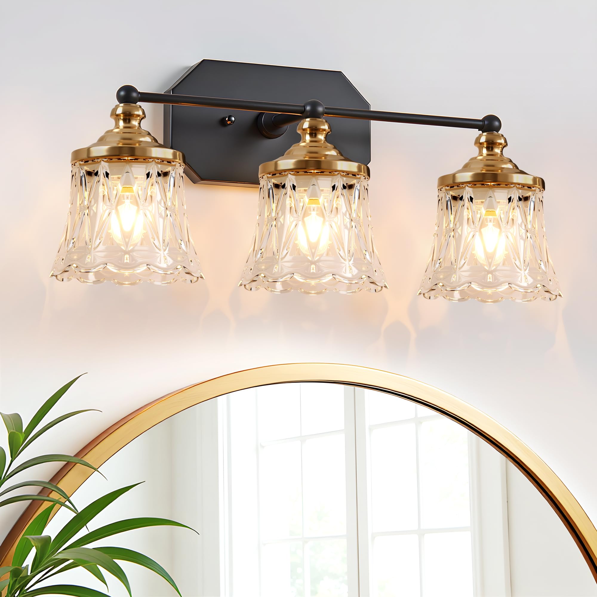Vintage Bathroom Vanity Light Fixtures Black and Gold 3-Light Vanity Light Antique Bathroom Lighting Fixtures Over Mirror with