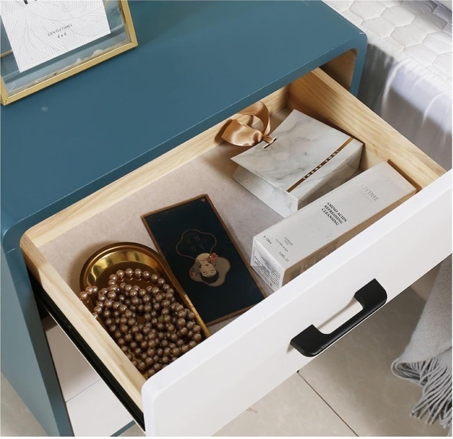 Modern Nightstand Table with 2 Drawers, Stylish Bedside Cabinet for Small Spaces, Versatile Sofa Side Table for Dorm & Living Room (Black, Large)