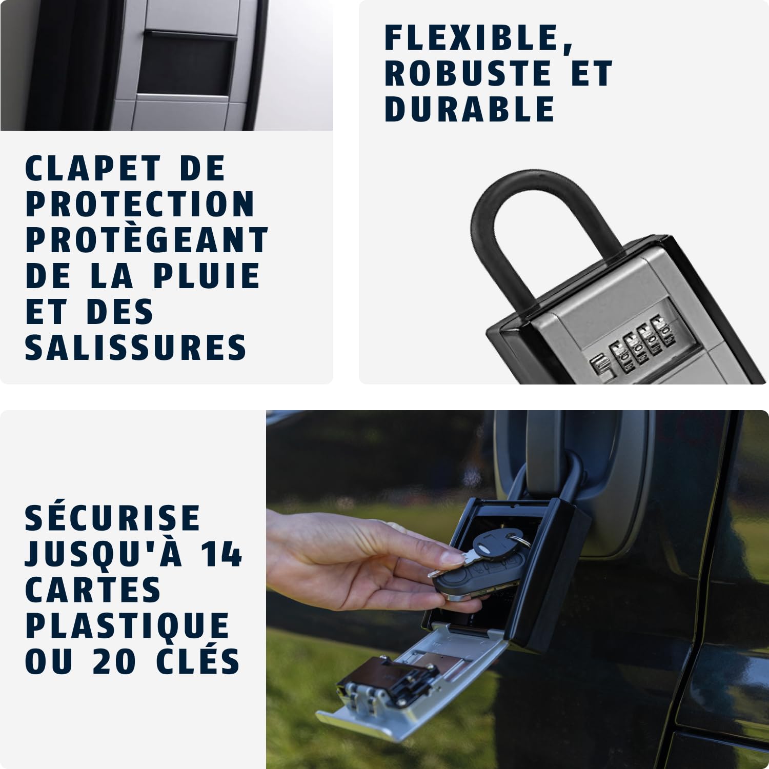 ABUS KeyGarage 797 - Boîte à clés avec étrier de fixation - pour clés ou petits objets de valeur - noir-argenté