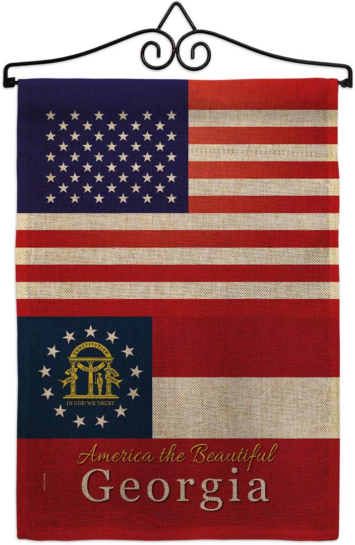 US Georgia Burlap Burlap Garden Flag Americana States USA American Territories Republic Small Decorative Gift Yard House Banner Double-Sided Made In 13 X 18.5