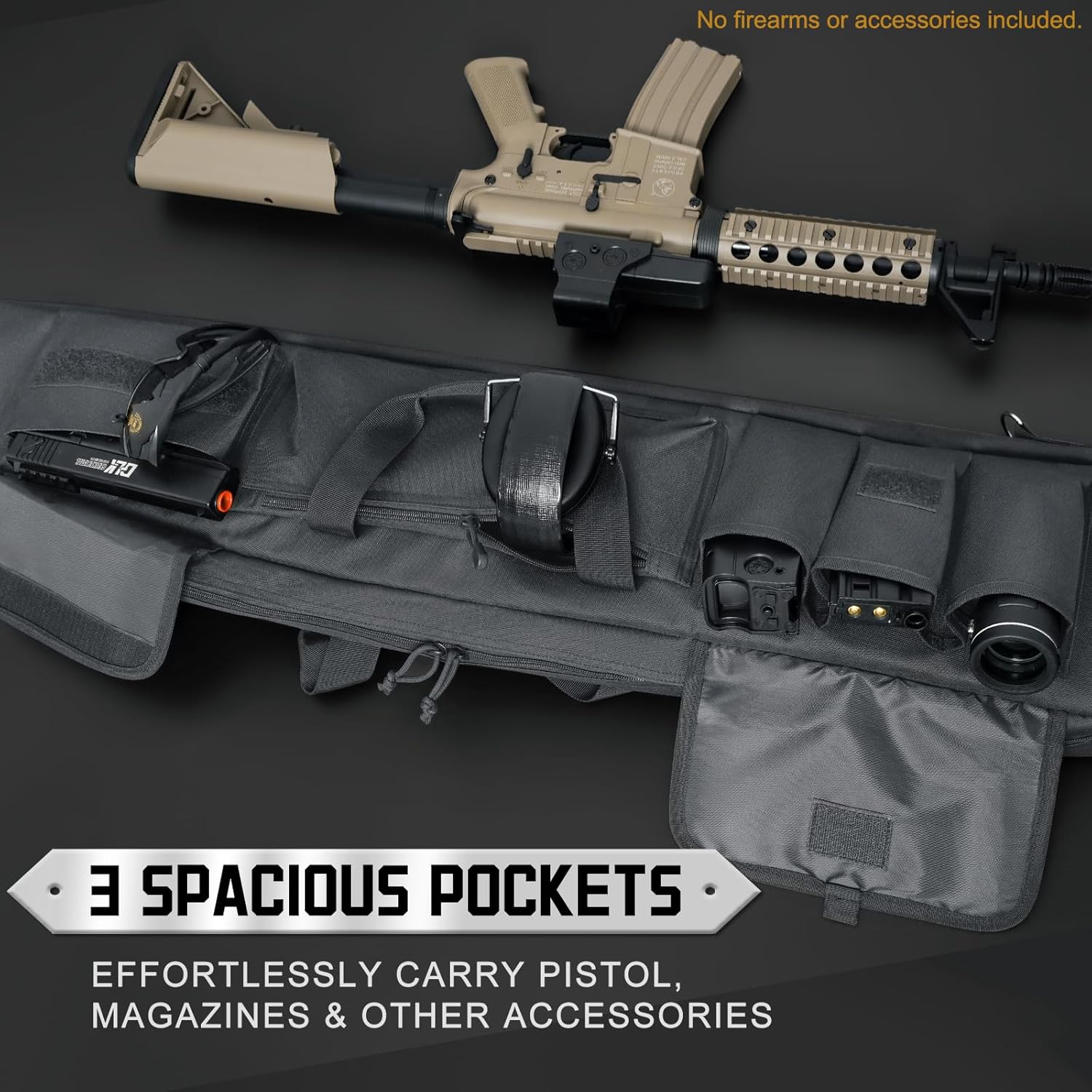 DULCE DOM Double Rifle Case 36 38 42 44 48 inch, Tactical Backpack for Range & Hunting, Soft Gun Bag with Movable Divider, Multiple Magazine & Accessory Pouches