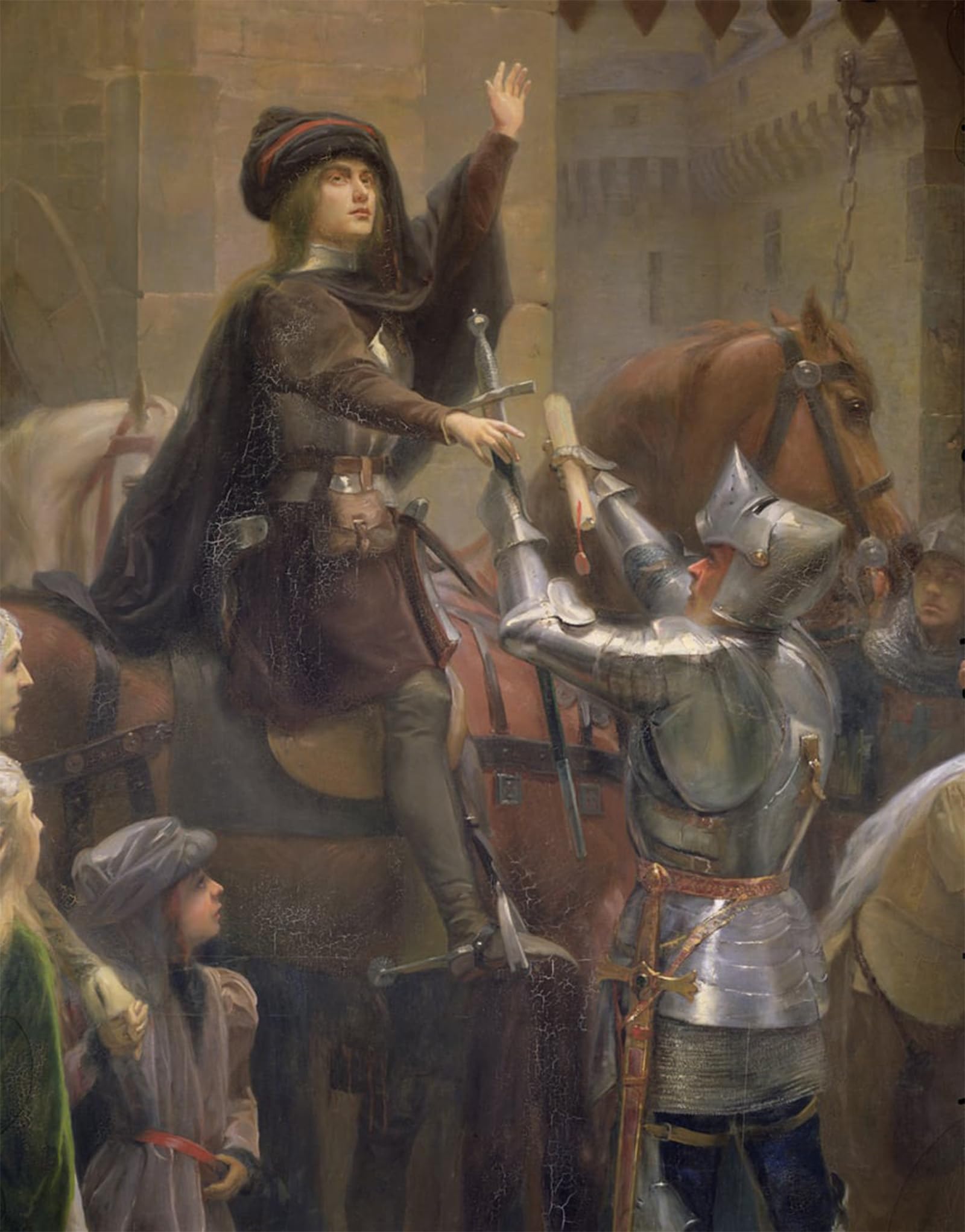 SERENDIPITP Abstract Painting Mural Print Picture Wall Decor Painting Joan of Arc Leaving Vaucouleurs Rd February by Jean Jacques Scherrer Vintage Wall Artwork for Home Decor 60x90cm