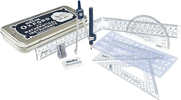 Helix Oxford Premium Maths Set - Ideal for Secondary High School & College Mathematics and Science - 11 Piece Maths & Geometry Set - School Supplies