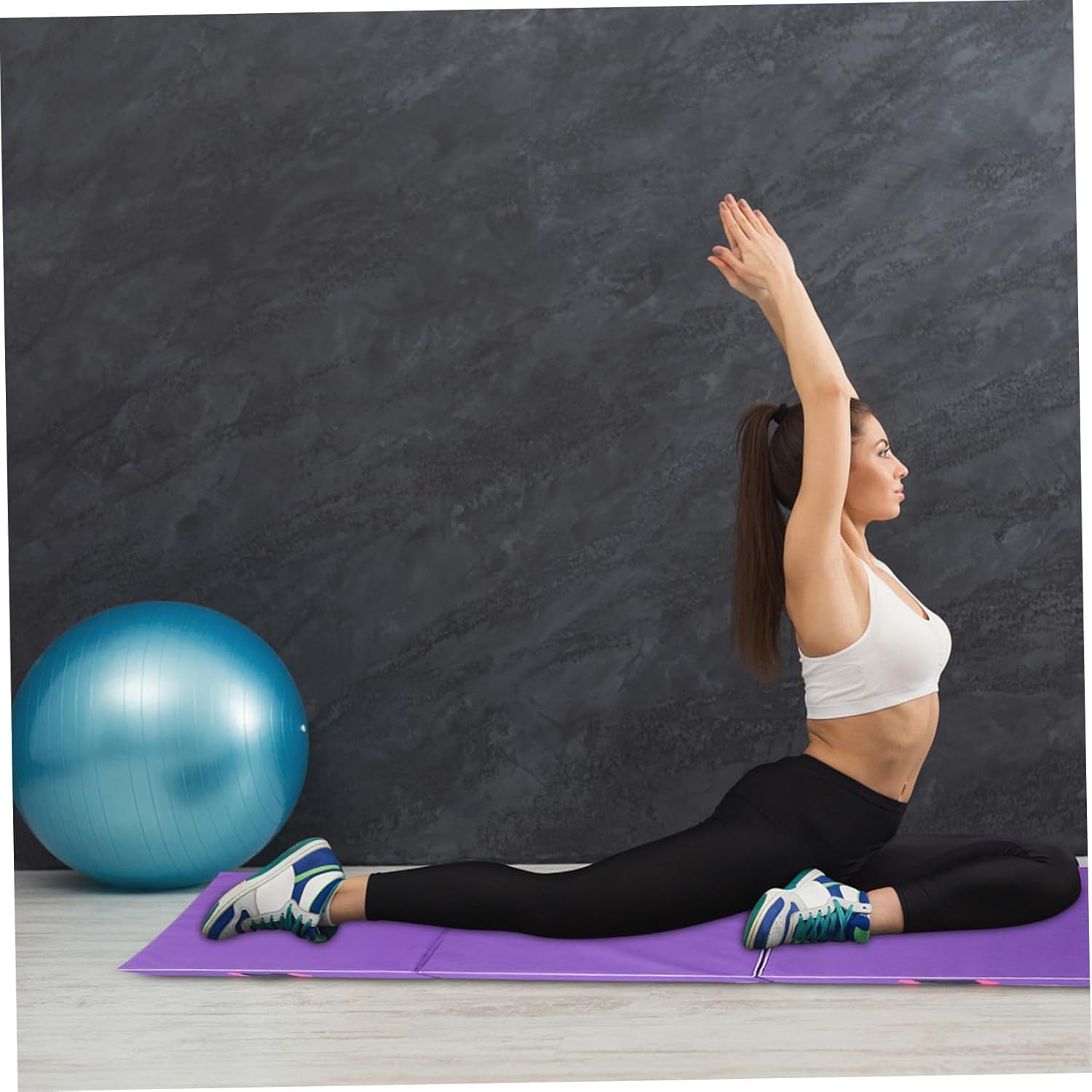 Fold Gymnastic Cushion Mat Oxford Cloth Exercise Pad for Home Workouts Dancing Yoga Sit-ups Non-odor Floor Mat with Random Handle Color Purple Random Color