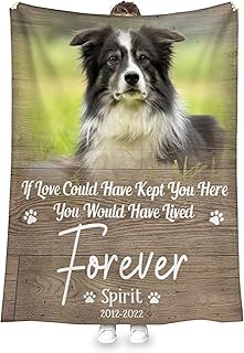 TerriBerri Personalized Live Forever Blanket Memorial Dog Blankets Bereavement Gifts for Dog Mom on Mothers Day Sympathy Gifts for Dog Dad on Fathers Day