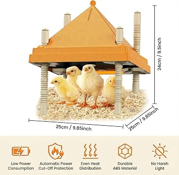Brooder Plate for Chicks,10 x 10 Heat Plate for Chicks with Triangular Cone Anti-Perch Design