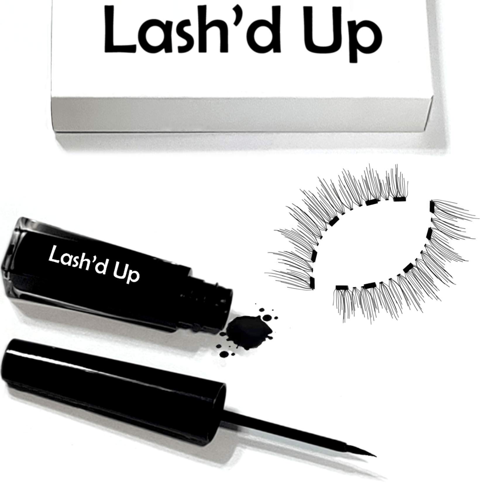 Lash’d Up ® Magnetic Eyeliner and Eyelashes Kit 3x Stronger 30x Reusable Vegan Cruelty-Free Real-Lash Quality ((1 Pair) Just Natural)
