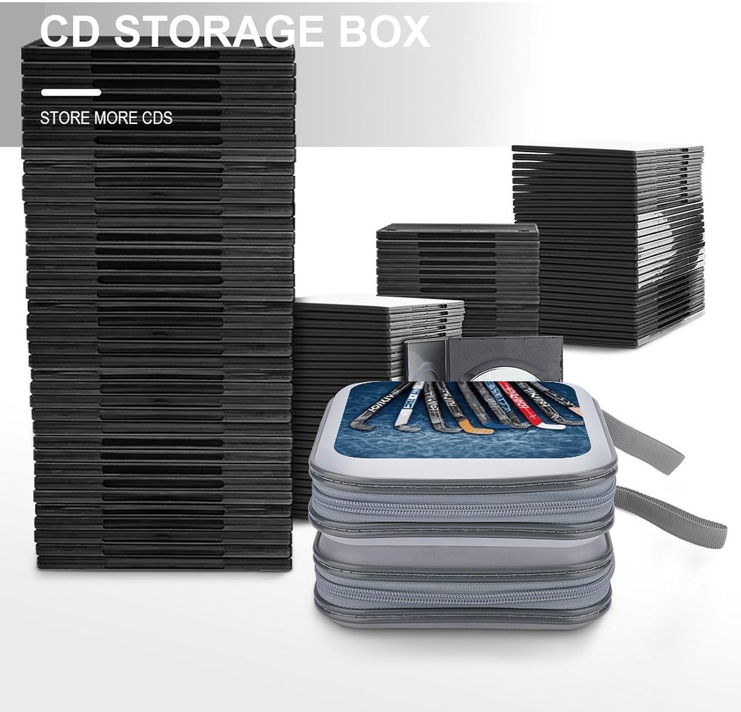 Ice Hockey Sticks DVD Case 40 Capacity Protective Storage Organizer Binder Booklet Album Portable Disc Wallet Car CD Disk Holder Hard Plastic CD Cases CD DVD Case Holder