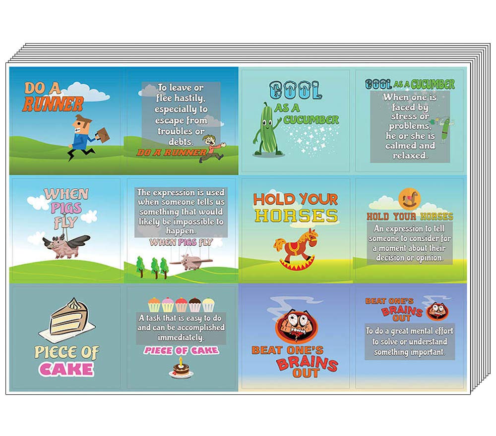 Autocollants Idioms amusants pour la decoration en lot de 10 planches