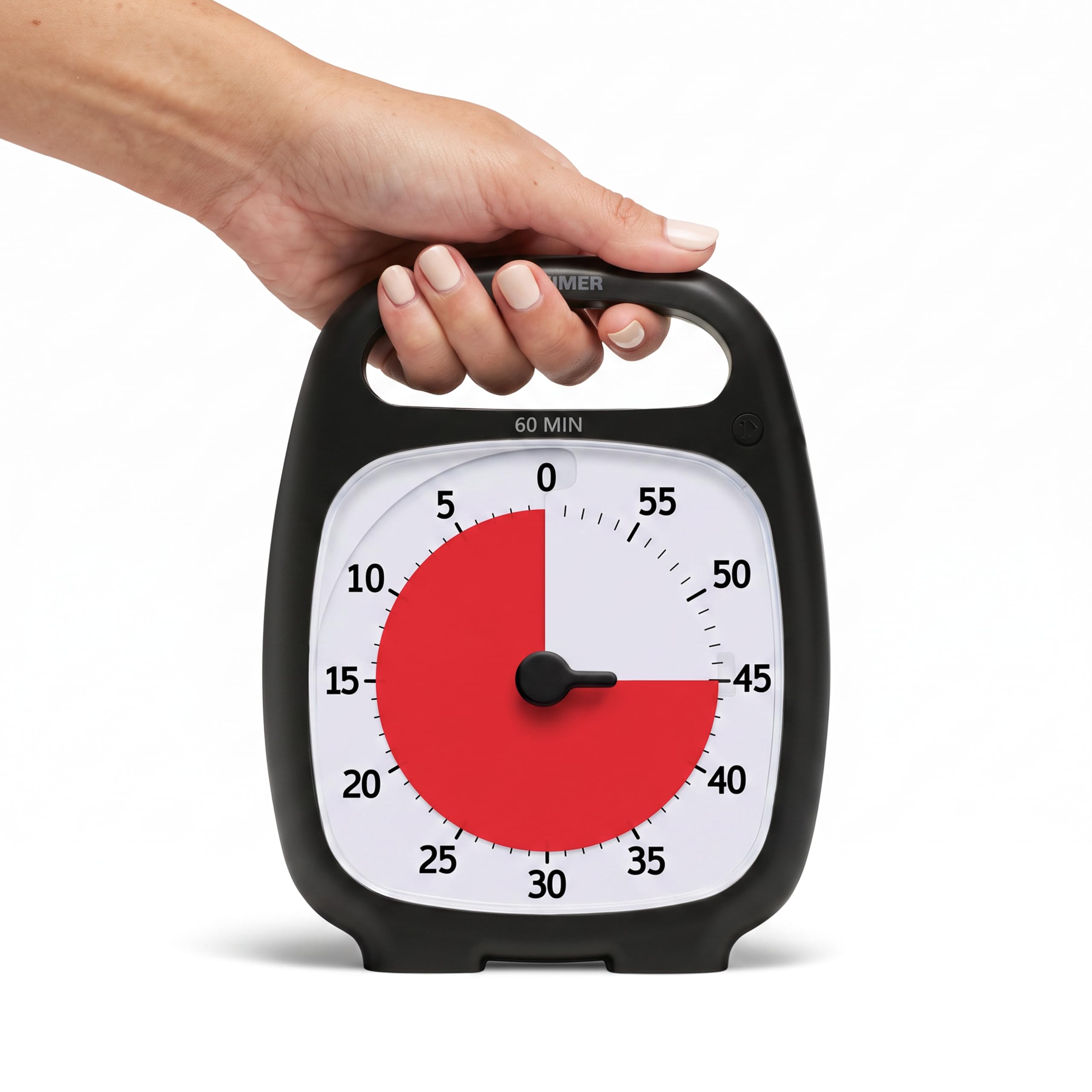 TIME TIMER PLUS 60 Minuten Visueller Analog-Timer Uhr - Optionaler Akustischer Alarm (Lautstärkeregler) Kein lautes Ticken; Zeitmanagement-Gerät (Schwarz)