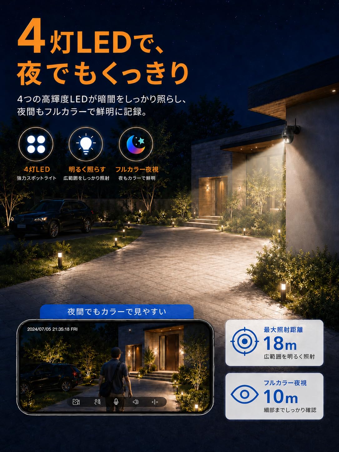 Amazon.co.jp: YESKAMOO 防犯カメラ 屋外 ソーラー ワイヤレス 800万