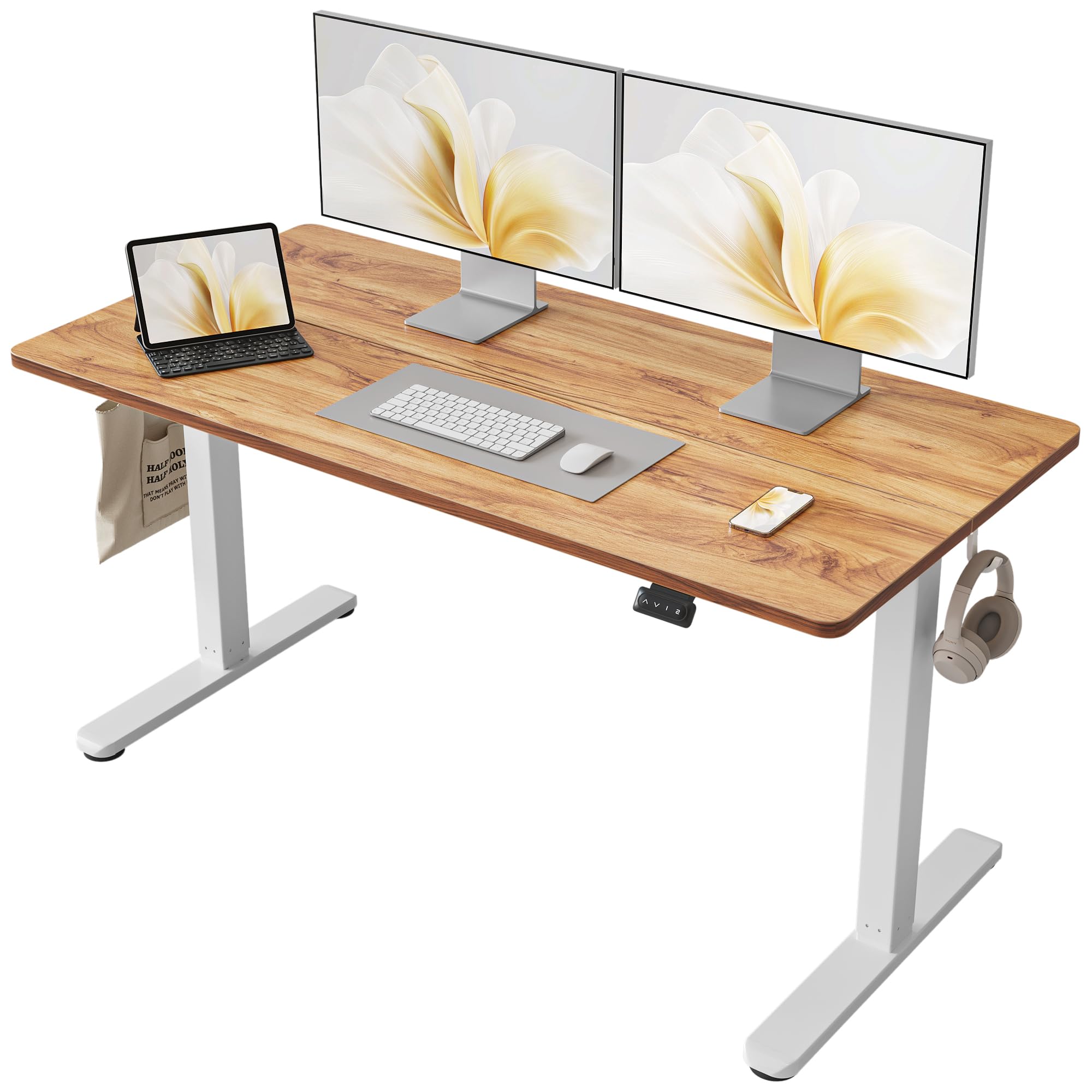 Cubiker 55 x 24 Inch Standing Desk Stand up Height Adjustable Home Office Electric Table Sit Stand Desk
