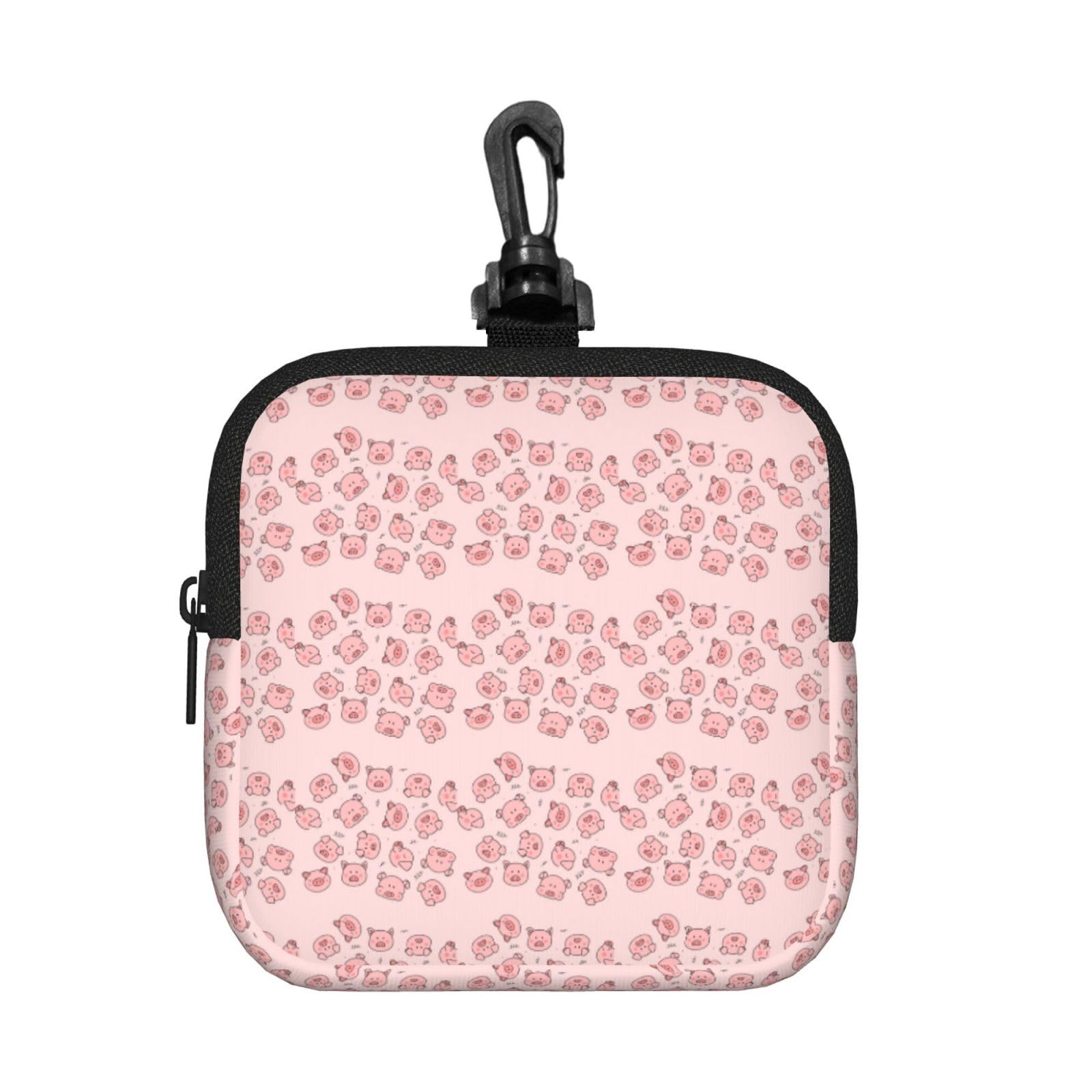 Ercgad Unisex Black Red Cute Pig Print Square Storage Bag Travel Toiletry Cosmetic Organizer Pouch Lightweight Reusable