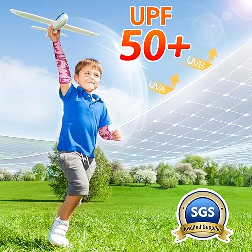 Vista 38 de JOEYOUNG Mangas de brazo para niños (4-9 años), mangas solares para fútbol, baloncesto, disfraz para fiesta, protección UV, manga refrescante