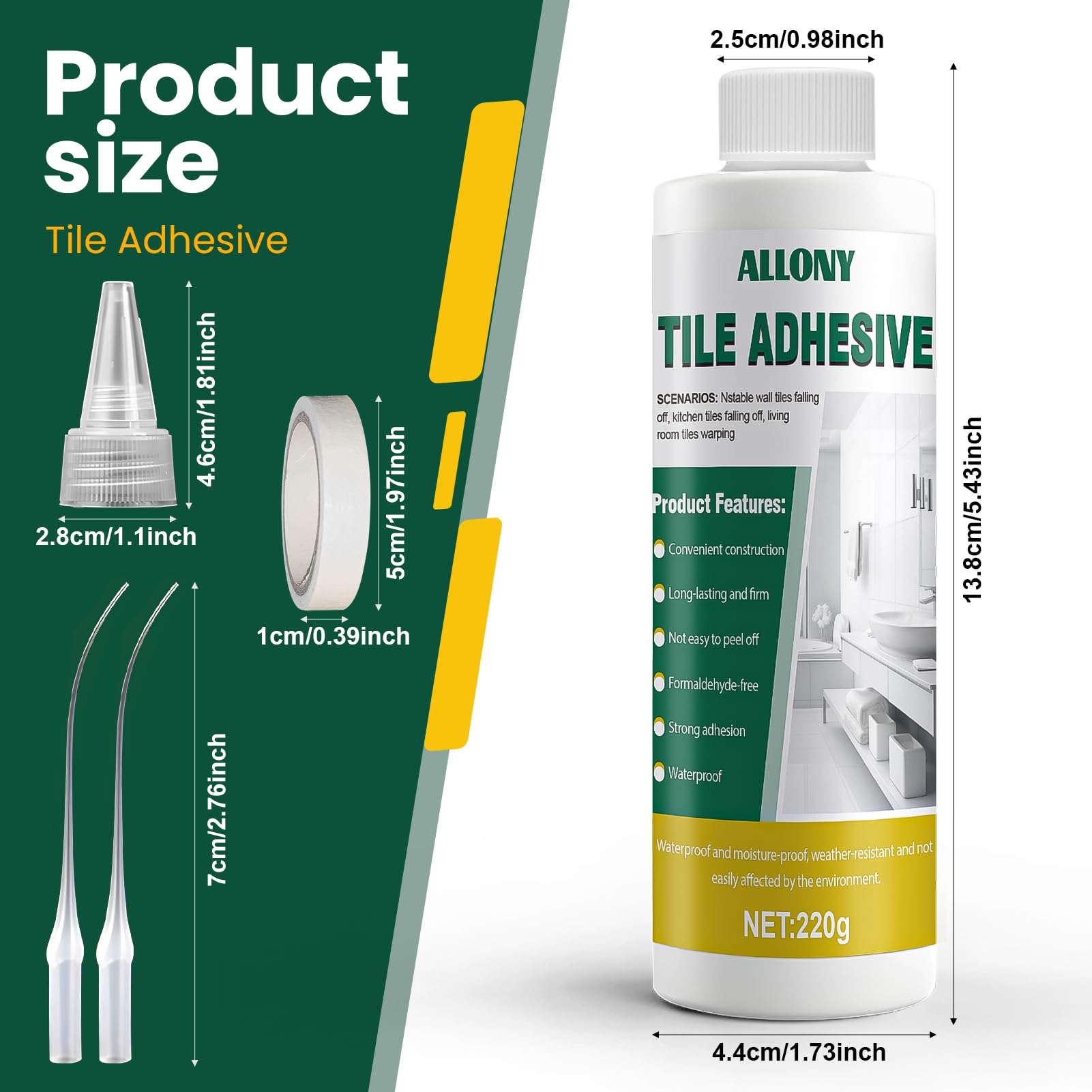 Colla per Piastrelle piastrella, Colla Esterna e Interna per Ceramiche -220g