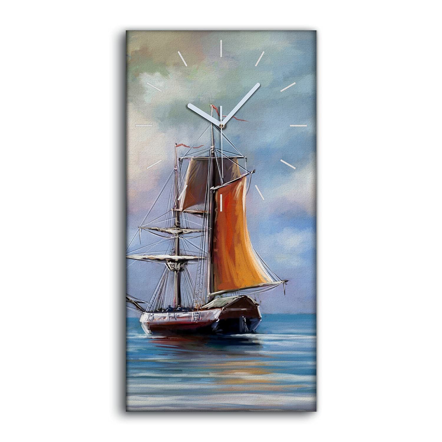Horloge sur Toile Salon et Chambre Décoration Marine Silencieuse Sans Tic-Tac