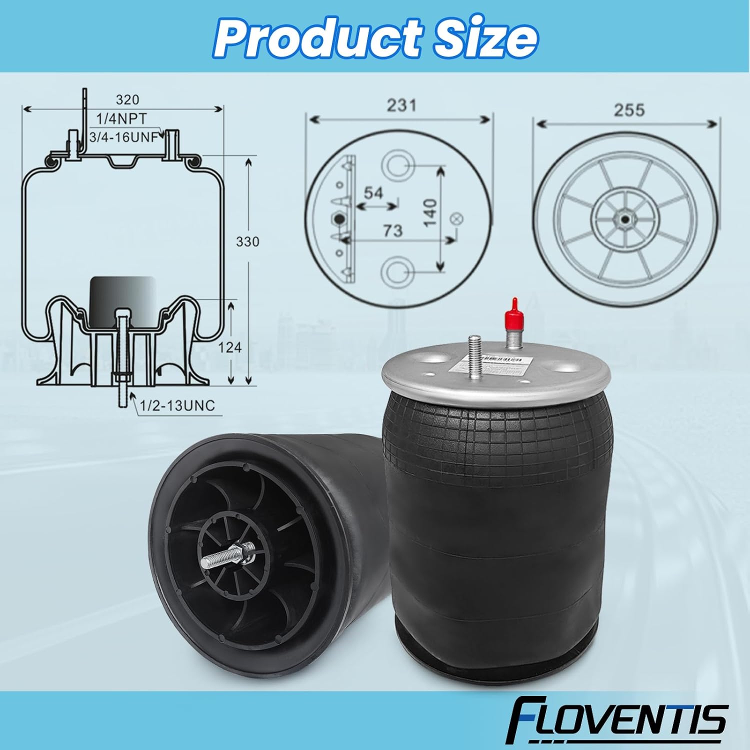 2Pcs Air Spring Bags for Freightliner Trucks OEM Replaces# W01-358-9648, 1R12-538, 566243000, 2027911C1, 8456, 6363 Truck Air Ride Suspension Spring Bags (1V9648)