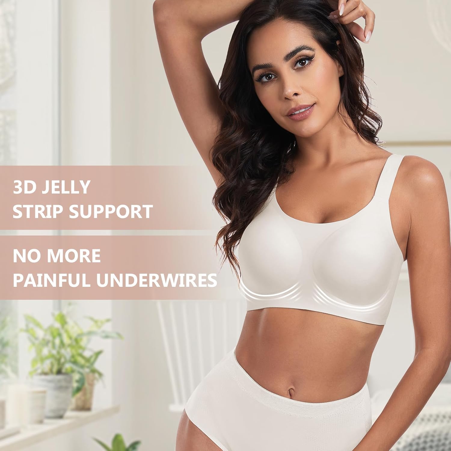 WOWENY Wireless Minimizer Bras for Women Comfortable Full Coverage Padded Bralettes Push Up Smoothing Bra - Image 4