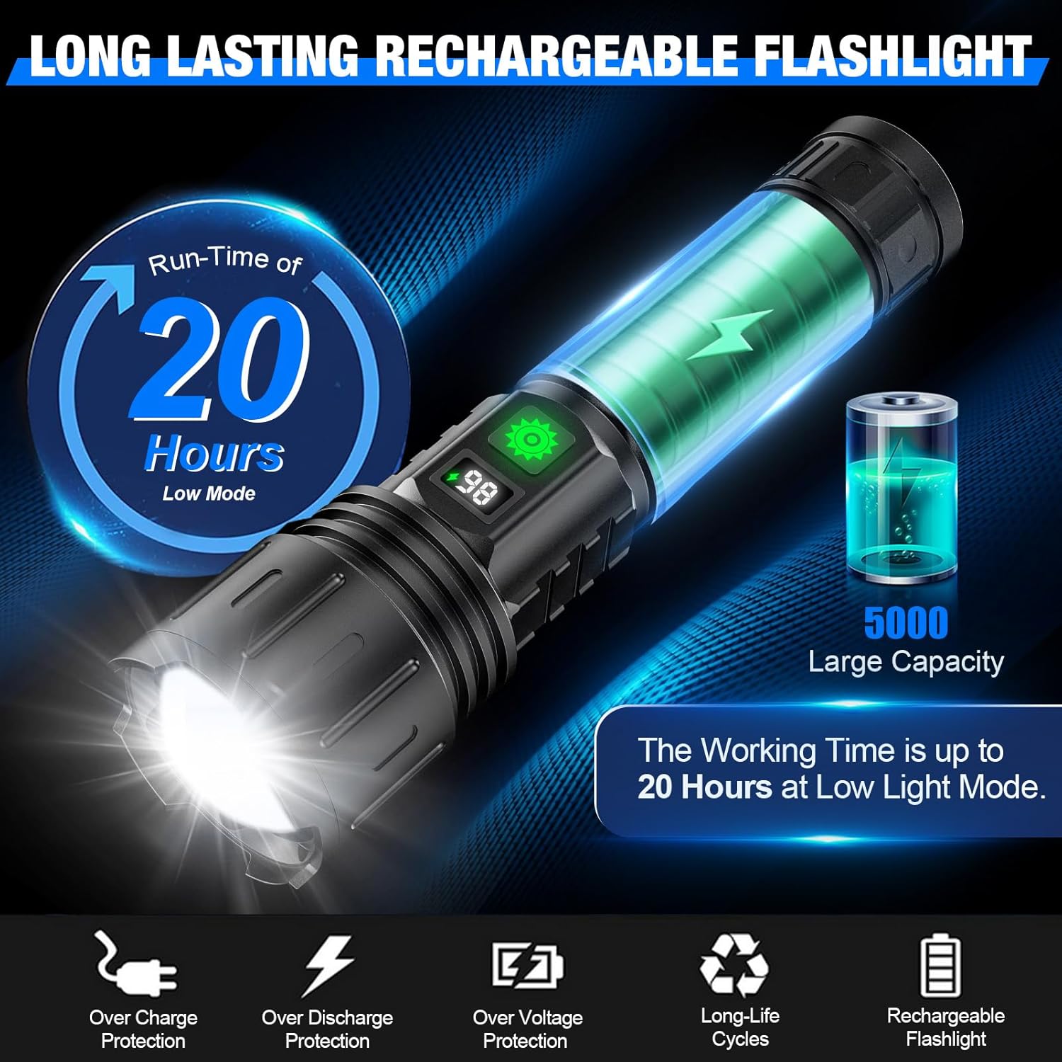 K2302 Flashlight with LCD Power Display